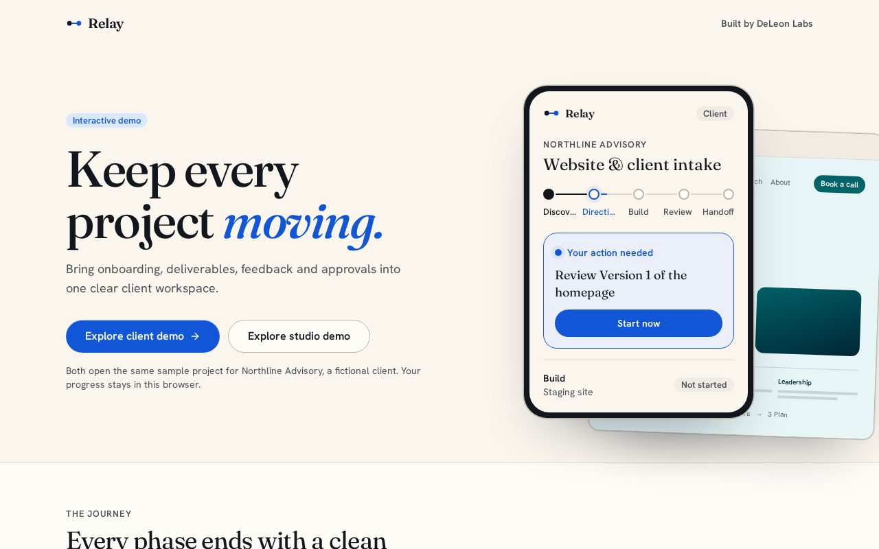 Screenshot of the Relay interactive concept demo landing page